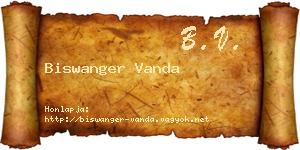 Biswanger Vanda névjegykártya